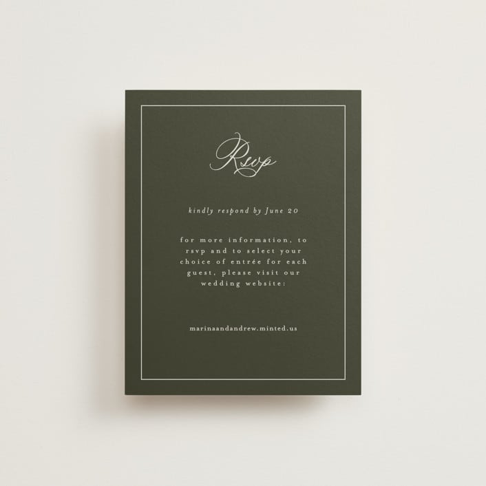 "refined" - RSVP Online Enclosure Cards in Deep Olive by Nicole Walsh - Front