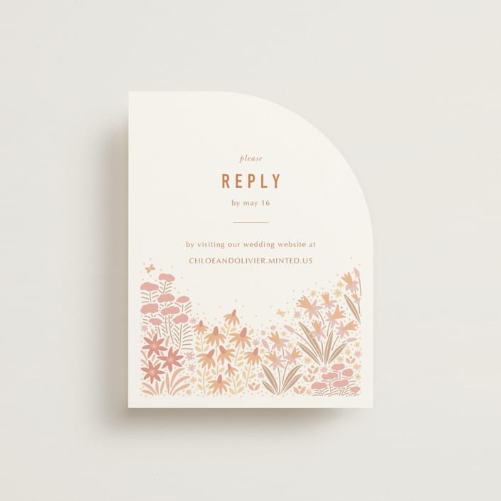 "Floral Border" - RSVP Online Enclosure Cards in Peach by Pippa Shaw - Front