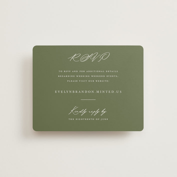 "Vineyard" - RSVP Online Enclosure Cards in Olive by Sarah Brown - Front