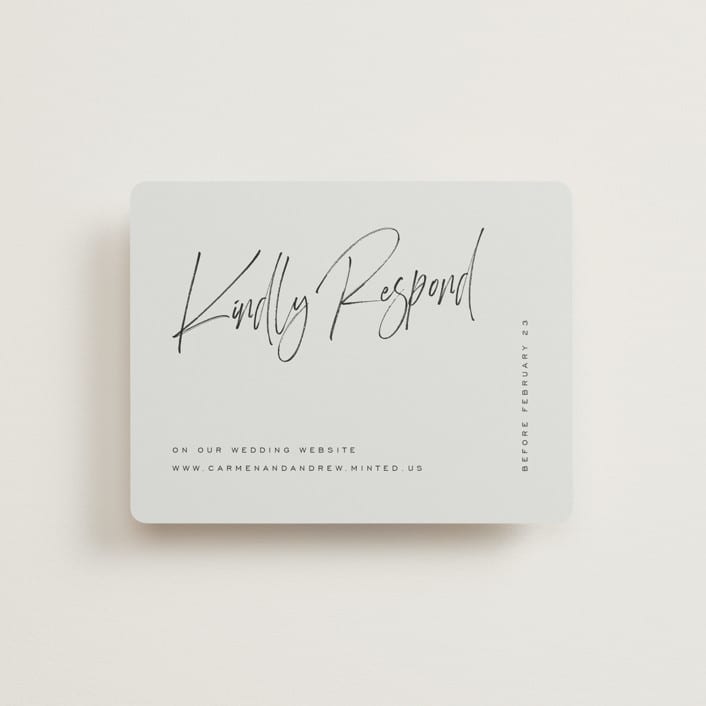 "Signature Script" - RSVP Online Enclosure Cards in Mint by Michelle Taylor - Front