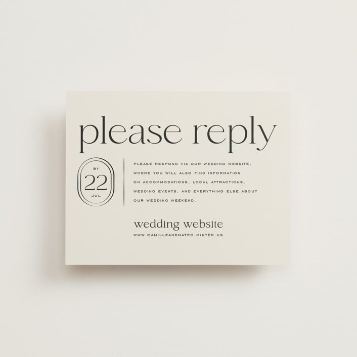 "Modern Monogram" - RSVP Online Enclosure Cards in Latte by Jackie Crawford - Front