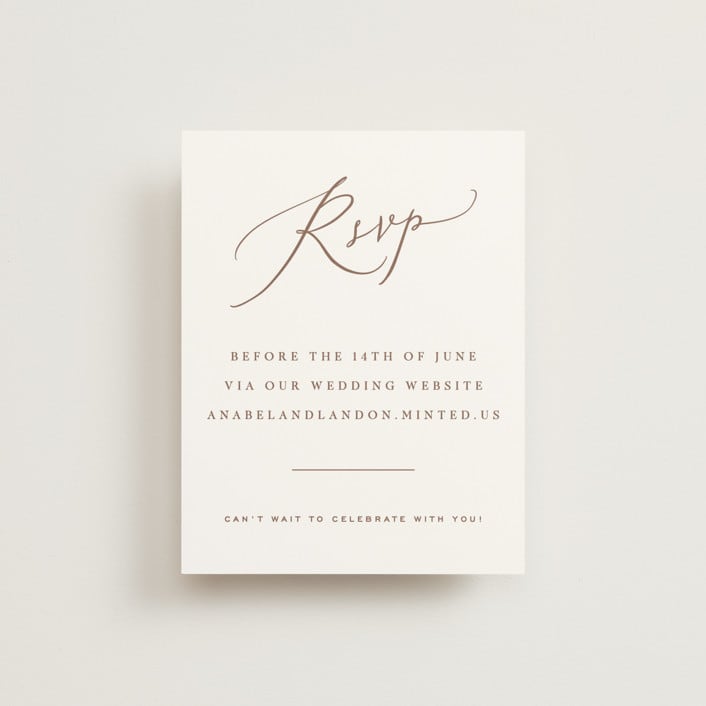 "Luxe script" - RSVP Online Enclosure Cards in Pearl by Hooray Creative - Front