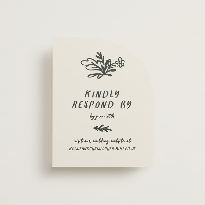 "Botanical Crest" - RSVP Online Enclosure Cards in Ink by Kelly Watkins - Front