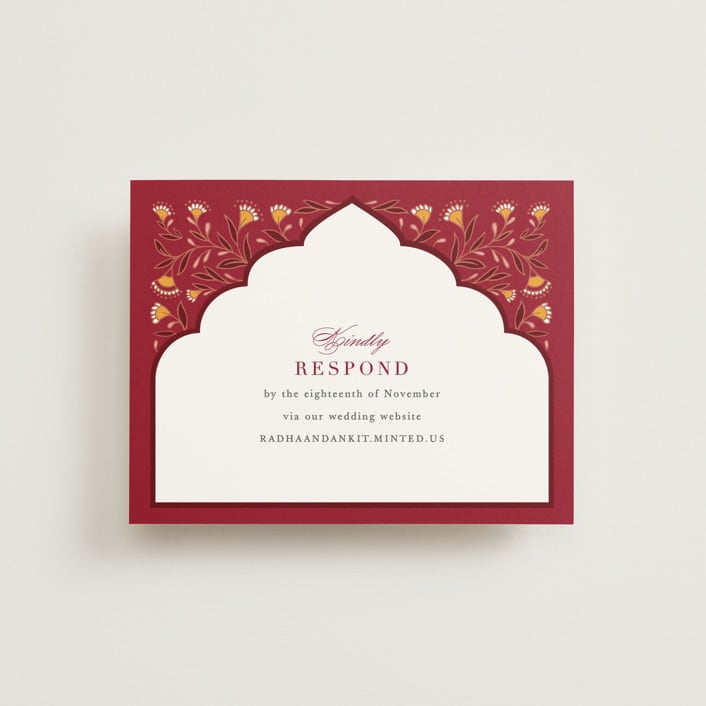 "Jaipur" - RSVP Online Enclosure Cards in Ruby by Mansi Verma - Front
