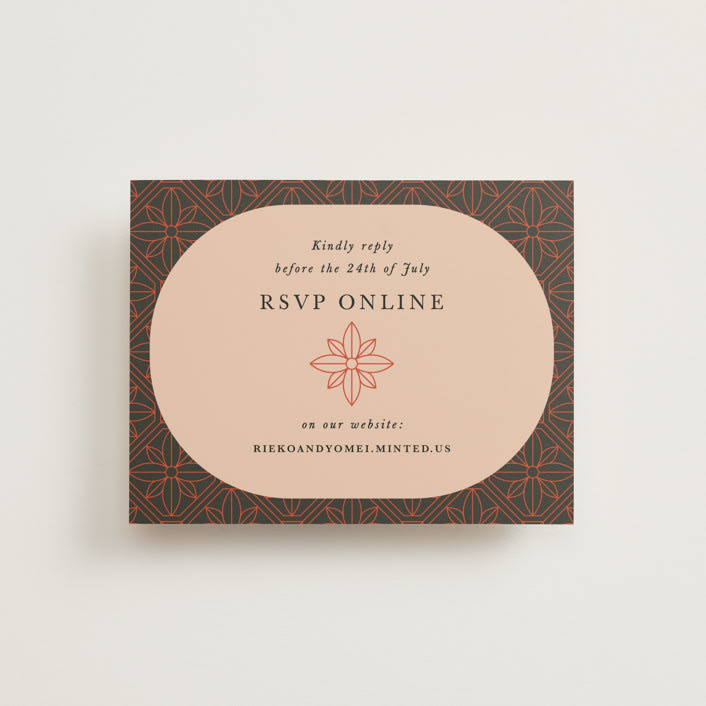 "Japanese Fabric" - RSVP Online Enclosure Cards in Persimmon by Becky Nimoy - Front