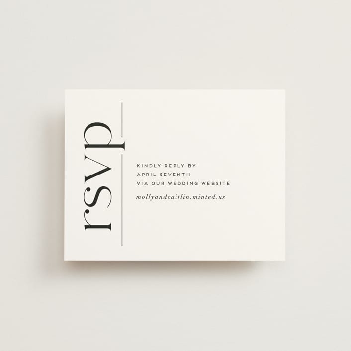 "Split Line" - RSVP Online Enclosure Cards in Black Tie by Amy Payne - Front