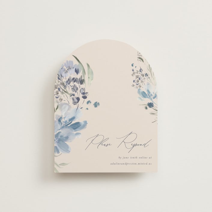 "Wildflower Wreath" - RSVP Online Enclosure Cards in Sky by Grace Kreinbrink - Front