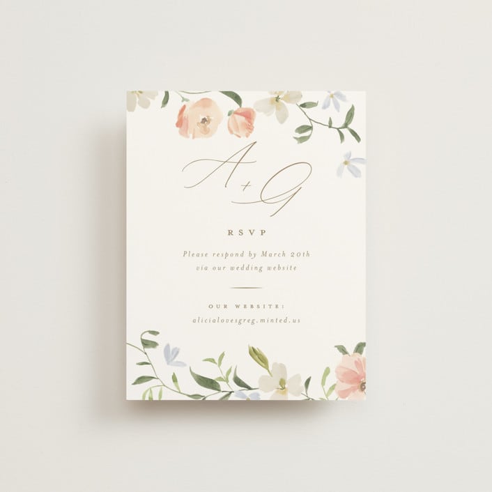 "Garden View" - RSVP Online Enclosure Cards in Peach by Everett Paper Goods - Front
