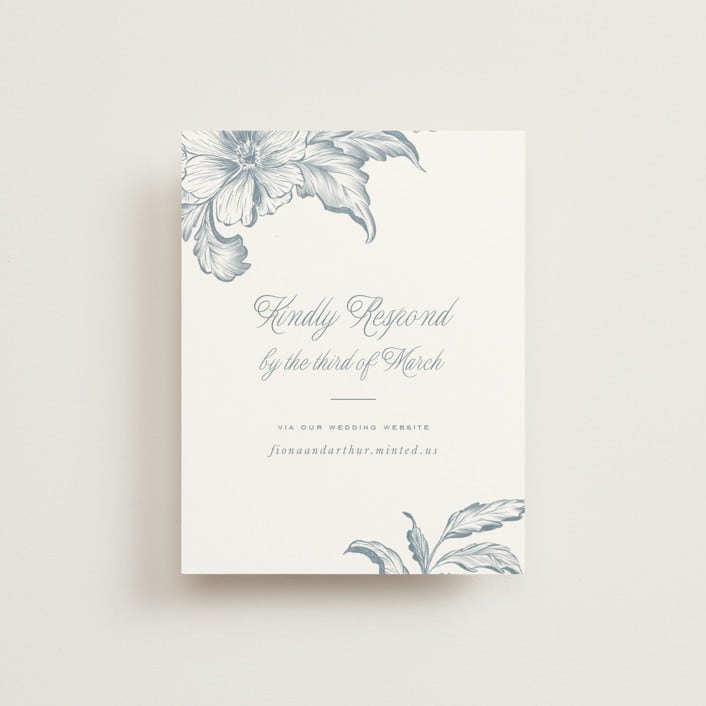"Wreath In Bloom" - RSVP Online Enclosure Cards in Lake by Leah Bisch - Front