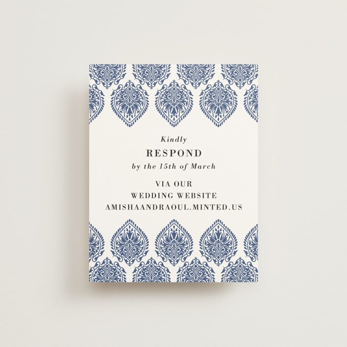 "Calcutta Stamp" - RSVP Online Enclosure Cards in Azure by Oma N. Ramkhelawan - Front