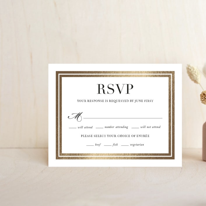 "Gilded Frame" - RSVP Cards in Golden by Stacey Meacham - Front