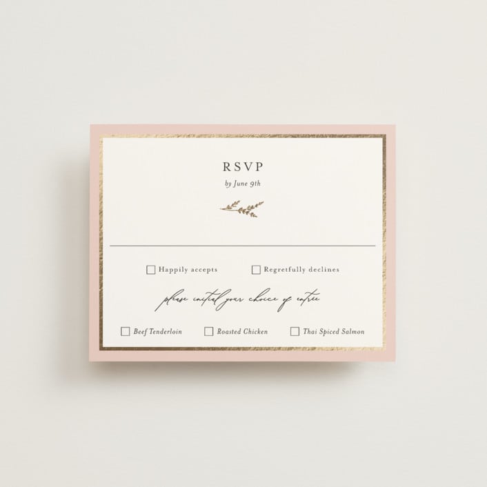 "Blooming Vine" - RSVP Cards in Blush by Susan Moyal - Front