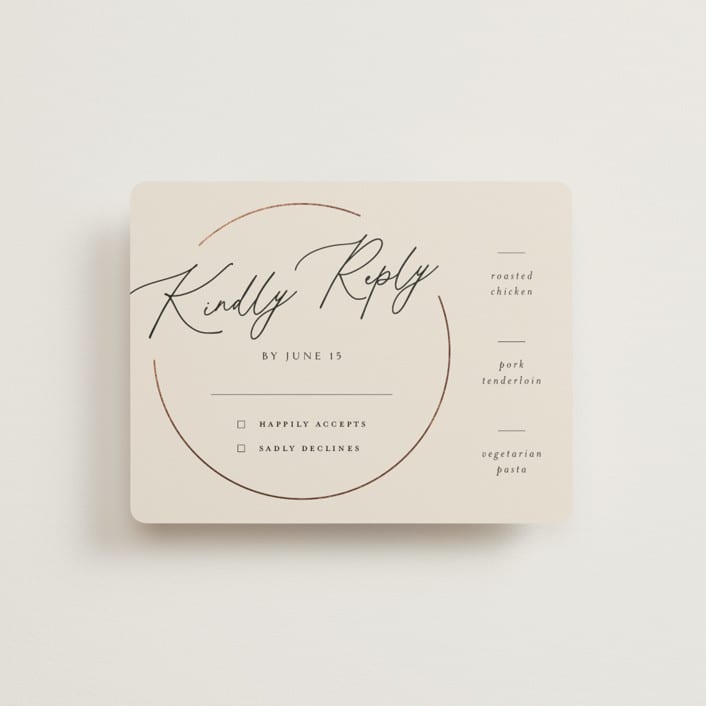 "Encircled Love" - RSVP Cards in Taupe by Kelly Schmidt - Front