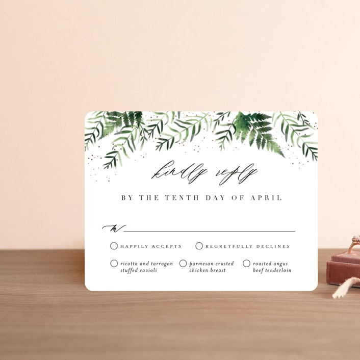 "Framed in Ferns" - RSVP Cards in Petal by Kristie Kern - Front