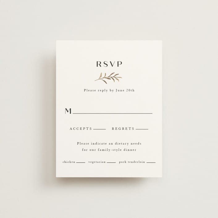 "Petite Sprig" - RSVP Cards in Black Dahlia by Olivia Raufman - Front