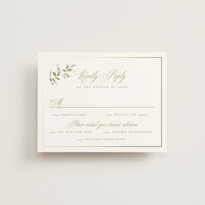 "Marmont" - RSVP Cards in Lilac by Kristie Kern - Front