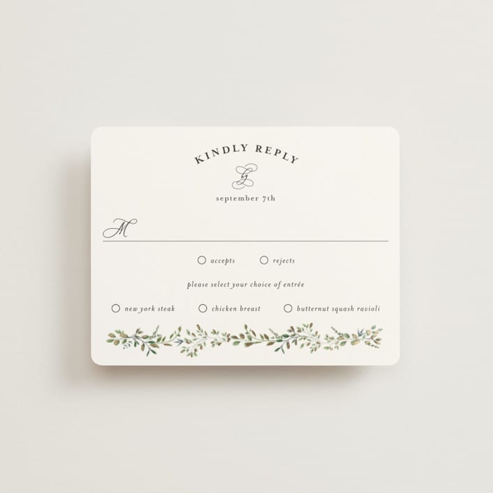 "Monogramed Arch" - RSVP Cards in Mojito by Susan Moyal - Front