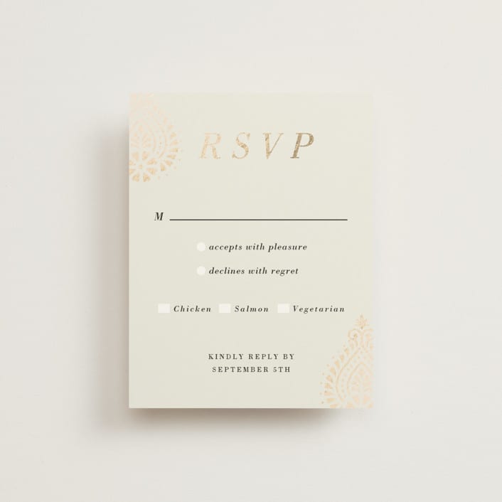 "Henna Stamp" - RSVP Cards in Champagne by Oma N. Ramkhelawan - Front