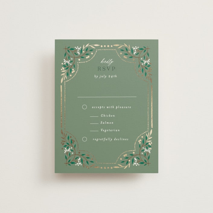 "Illuminated Storybook" - RSVP Cards in Evergreen by Alethea and Ruth - Front