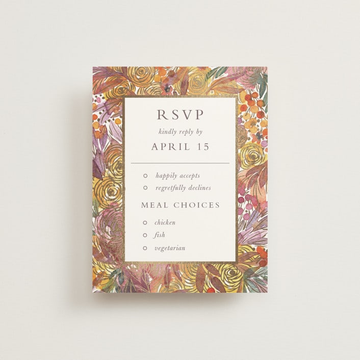 "Autumn flowers" - RSVP Cards in Amber by Alexandra Dzh - Front