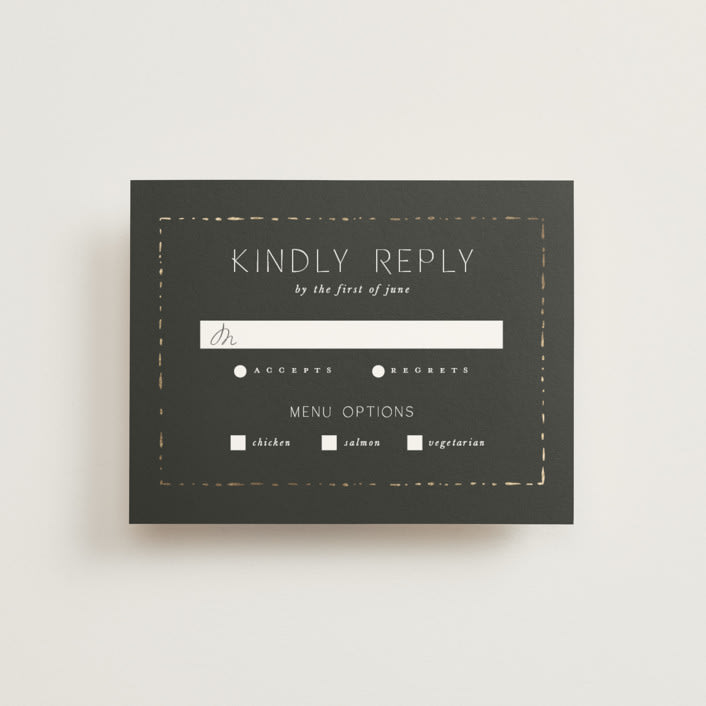 "Fringe" - RSVP Cards in Midnight by Leah Bisch - Front