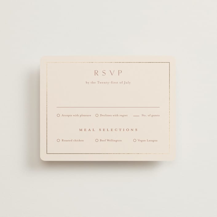 "Warm affection" - RSVP Cards in Dusty Rose by Stacey Meacham - Front