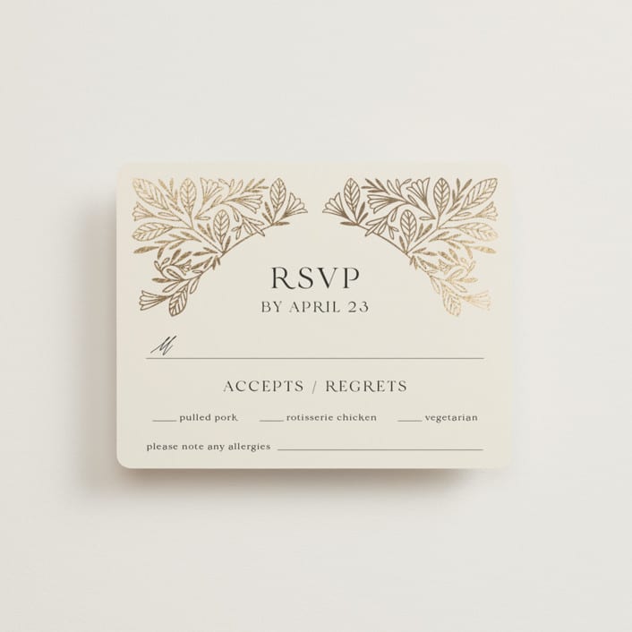 "Baroque" - RSVP Cards in Cream by Jen Owens - Front