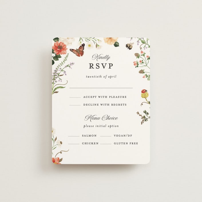 "Fleur" - RSVP Cards in Verona Sunset by Sarah Knight - Front