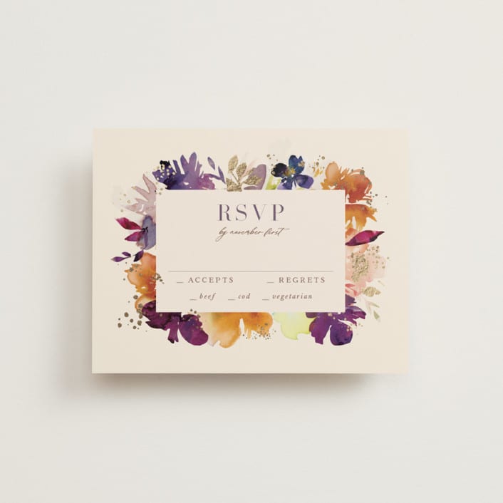 "Bouquet" - RSVP Cards in Cream by Lori Wemple - Front