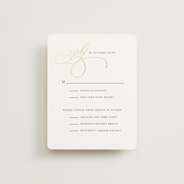 "Elegant Flourish" - RSVP Cards in Sugar by Jessica Williams - Front