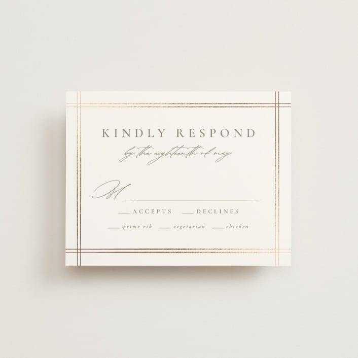 "Classic Line Frame" - RSVP Cards in Silk by Wildfield Paper Co - Front