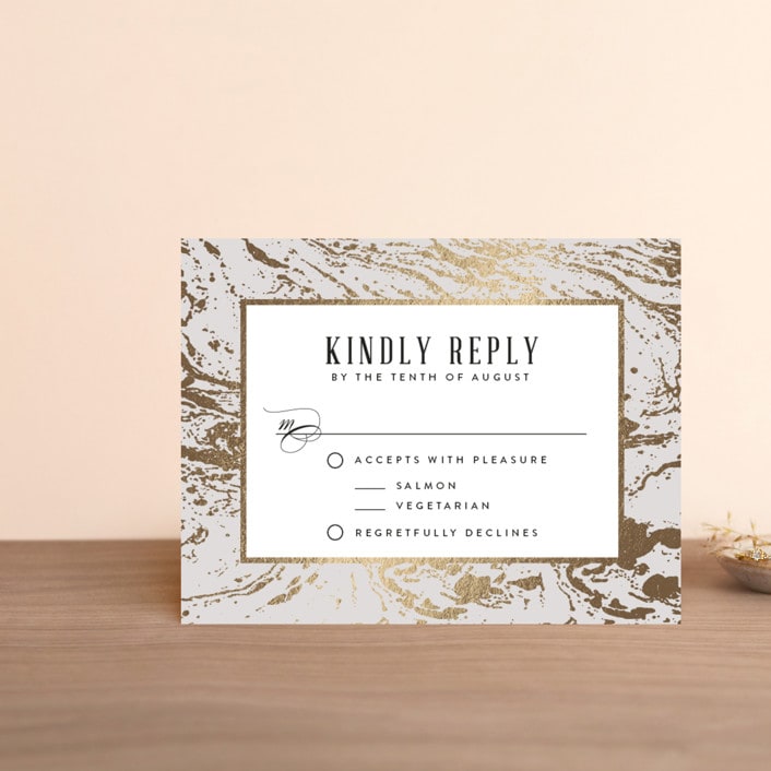 "Modern Marble" - RSVP Cards in Cloud by Kelly Schmidt - Front