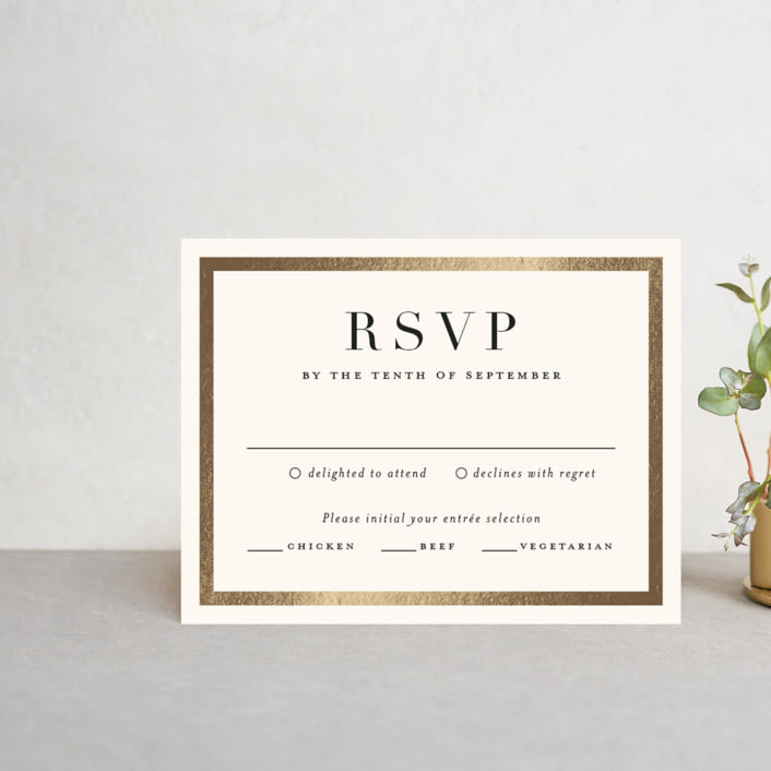 "Bold Classic" - RSVP Cards in Golden by Jessica Williams - Front