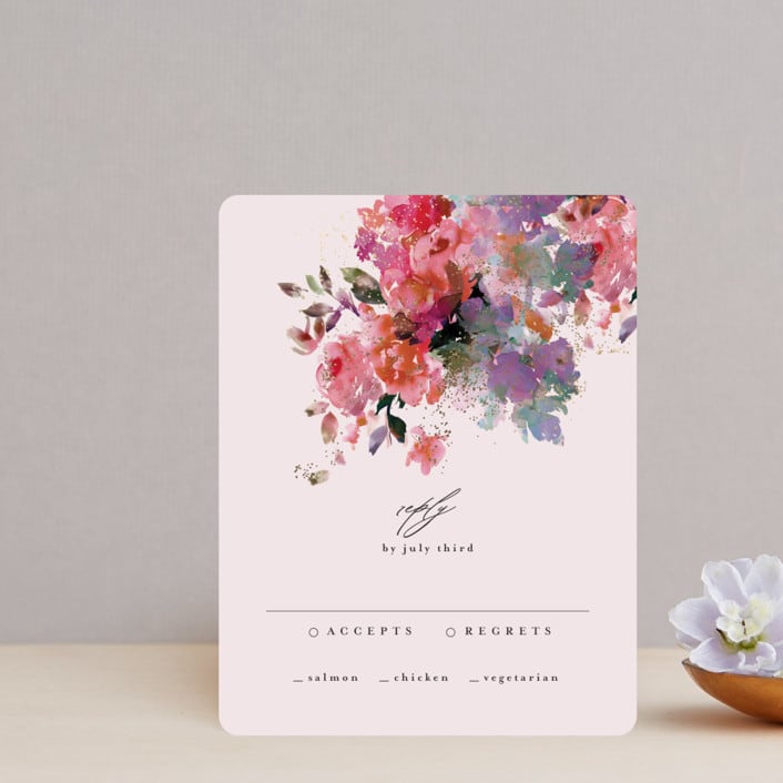 "Blossoms" - RSVP Cards in Blush by Lori Wemple - Front