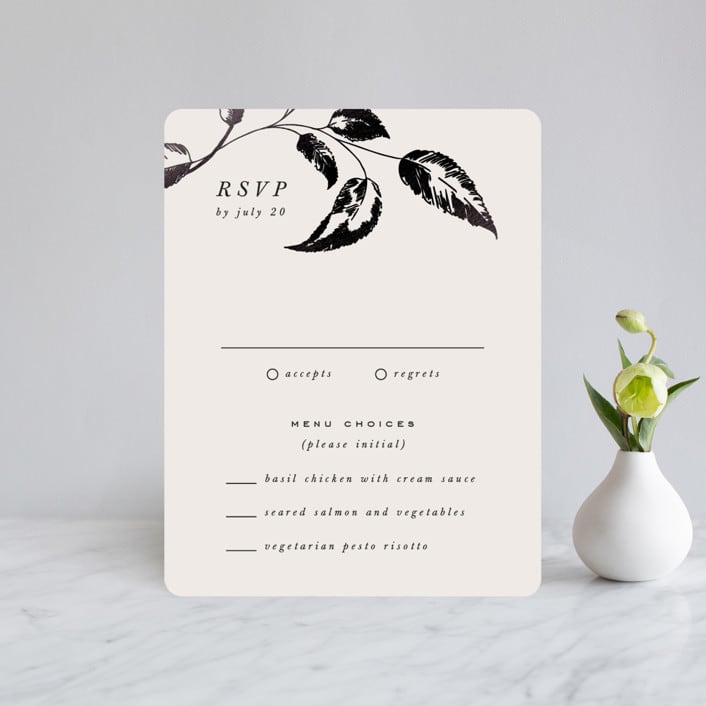 "Halcyon" - RSVP Cards in Tuxedo by Leah Bisch - Front
