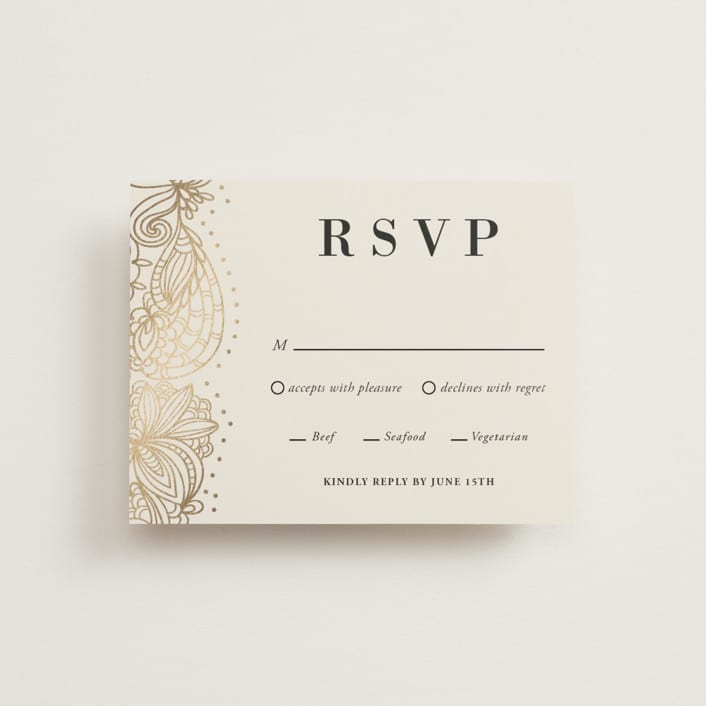 "Elegant Henna" - RSVP Cards in Champagne by Oma N. Ramkhelawan - Front