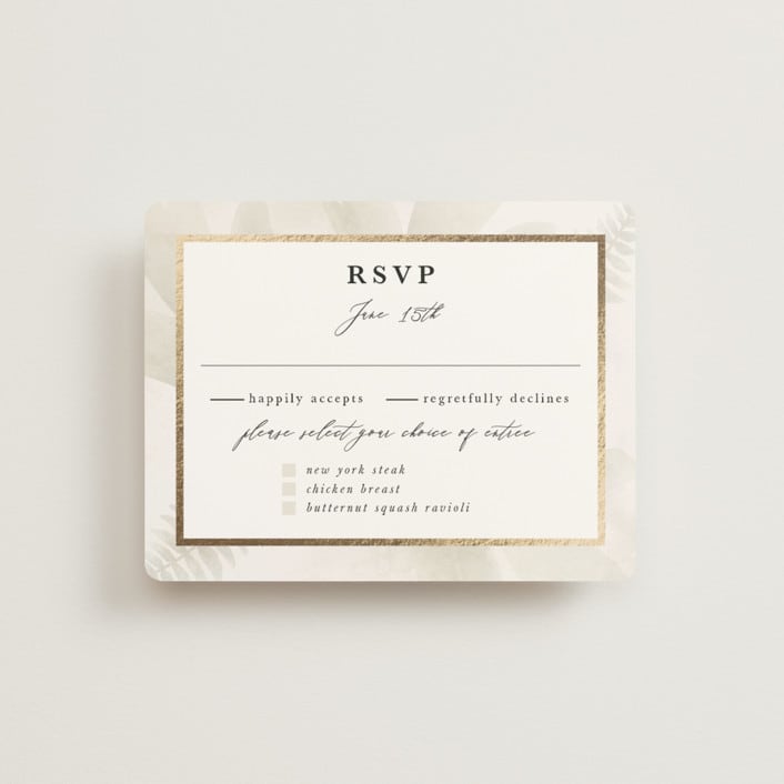 "Roses & Greenery" - RSVP Cards in Aubergine by Susan Moyal - Front