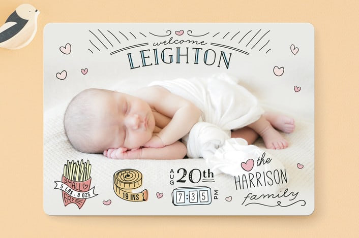 "Baby Stats" - Birth Announcements in Midnight by Christina Novak - Front