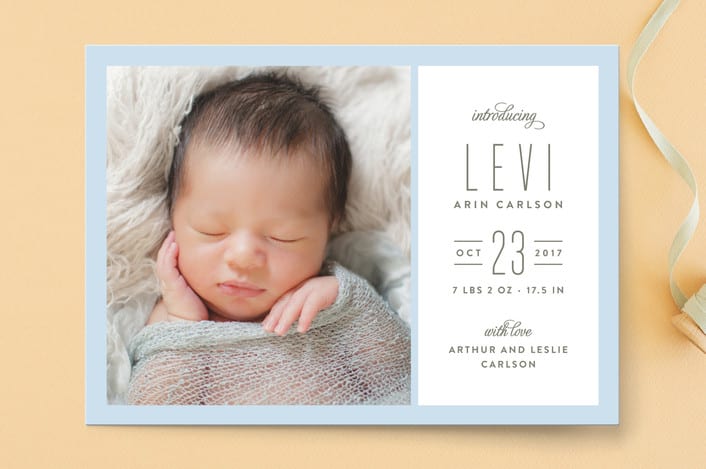 "Type Type Baby" - Birth Announcements in Sky by Kimberly FitzSimons - Front