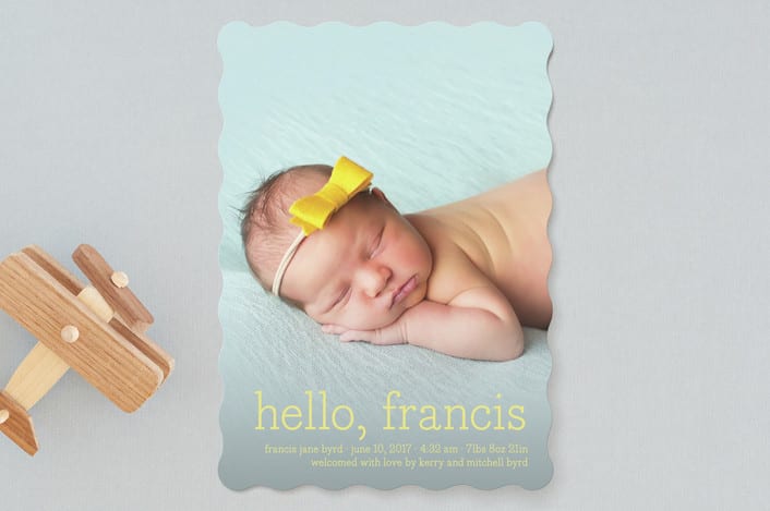 "Hello Baby" - Birth Announcements in Daffodil by Annie Clark - Front