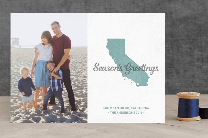 "seasons greetings california" - Retired Holiday Cards in undersea blue by Summer Winkelman - Front