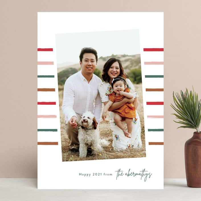 "Super Stripe" - Retired Holiday Cards in Pine by Lauren Chism - Front