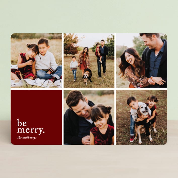 "Merriment squared" - Retired Holiday Cards in Wine by Jessica Ogden - Front