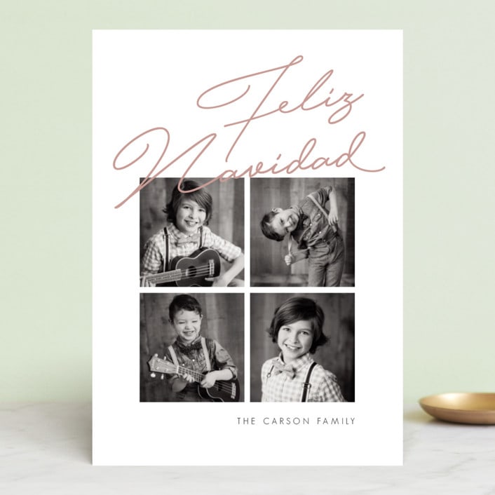"Feliz Navidad" - Retired Holiday Cards in Rose by Elky Ink - Front