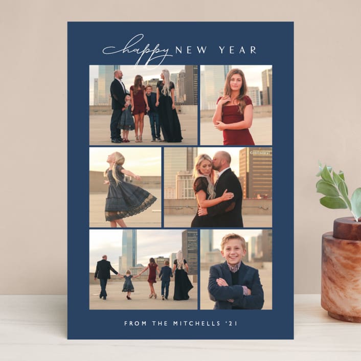 "Gallery Grid" - Retired Holiday Cards in Navy by Carolyn MacLaren - Front
