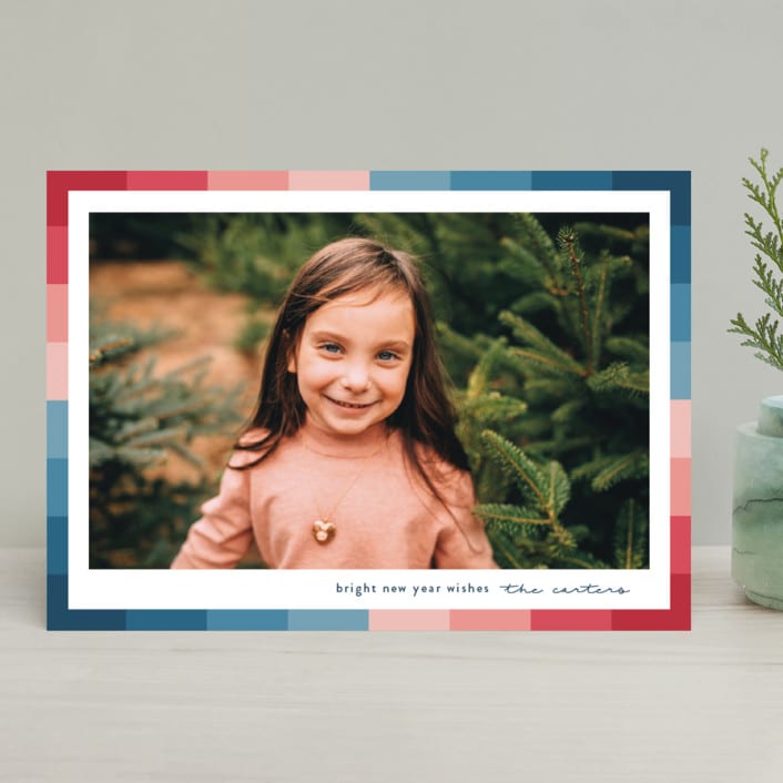 "Vibrant Frame" - Retired Holiday Cards in Marine by Lauren Chism - Front