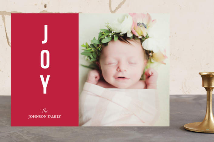 "Purity and simplicity" - Retired Holiday Cards in red by Ariel Troche - Front