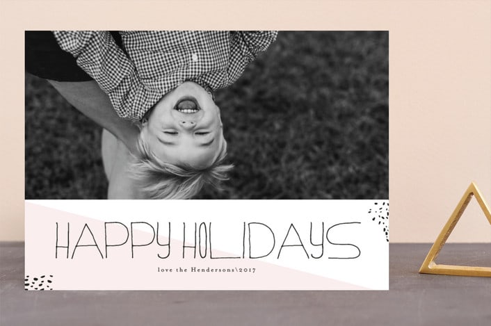 "Hipster Merry" - Retired Holiday Cards in Blush by chica design - Front