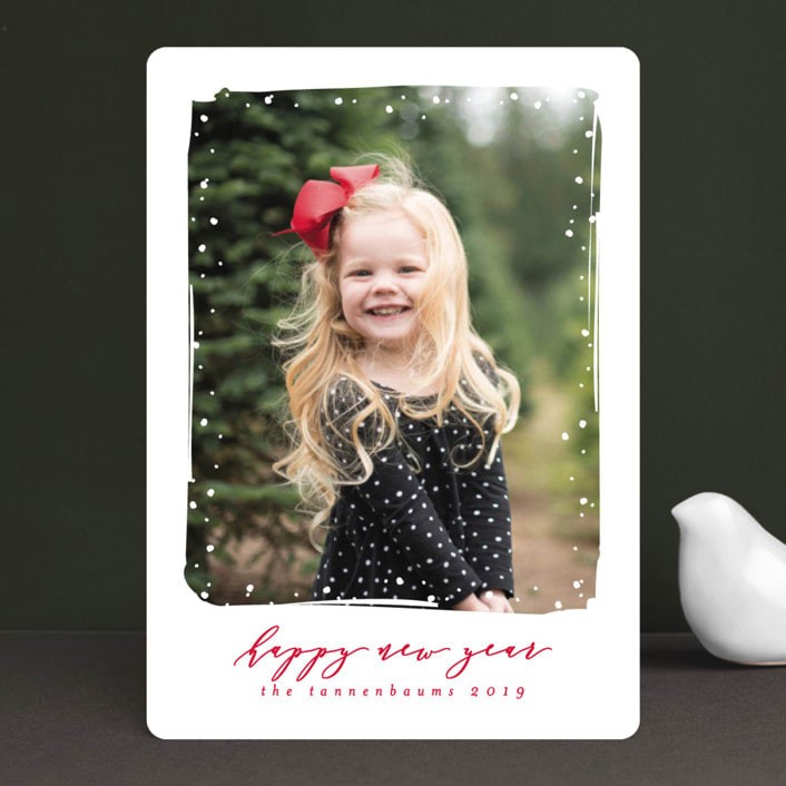 "Simple Snow" - Retired Holiday Cards in Cardinal by Lehan Veenker - Front