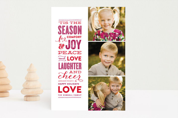 "The Festive Type" - Retired Holiday Cards in Berry by Lauren Chism - Front